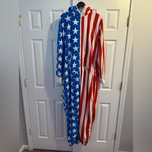 Tipsy Elves American Flag USA Adult Unisex Jumpsuit Red White‎ Blue Size XL